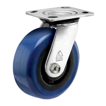 Casters Wheels & Industrial Handling Bassick Prism Stainless Steel Swivel Caster - Eagle Urethane - 5in Dia. CPS50156SS-EAG11(BK)